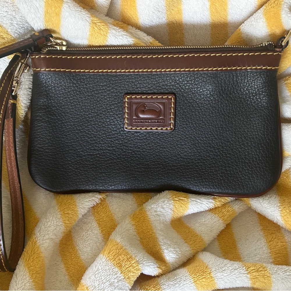 Dooney & Bourke Black and Brown Leather Clutch